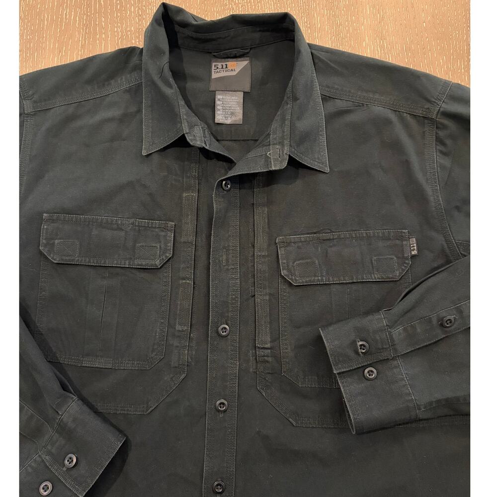 5.11 Tactical Series Mens Black Long Sleeve Button Down Shirt Workwear XL Heavy